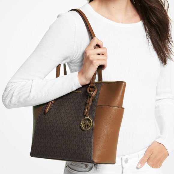 👜 MICHAEL KORS 🌺 Leather Top-Zip Tote Bag - Picture 3 of 3